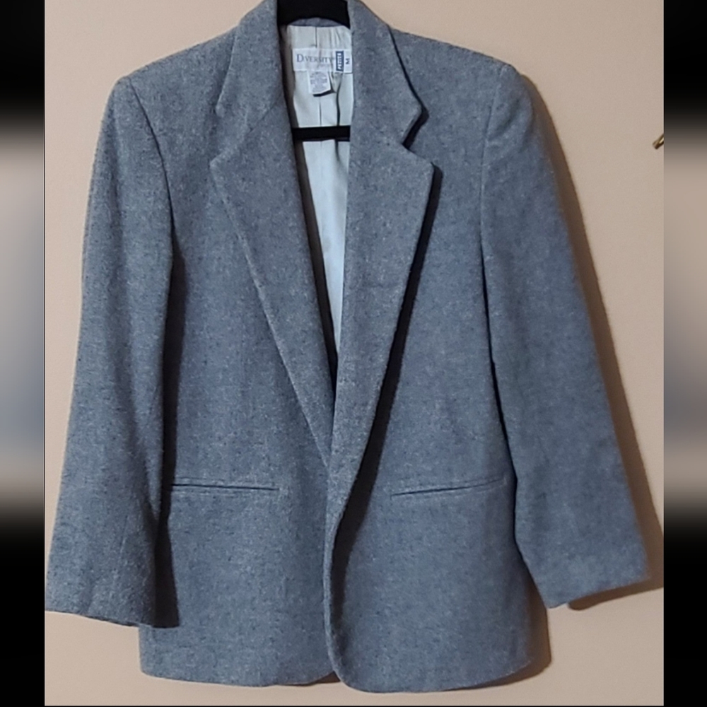Vintage Part Wool Gray Diversity Sport Blazer Size Medium Petite